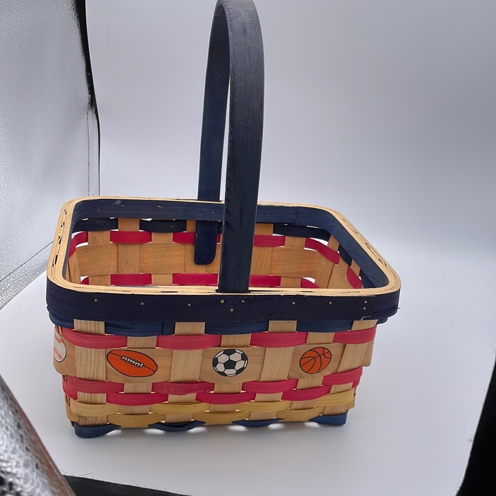 Sports themed kids empty decorated basket